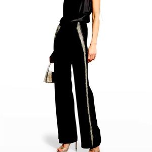 NWT Cinq A Sept Remy Rhinestone Fringe Black Pants 00